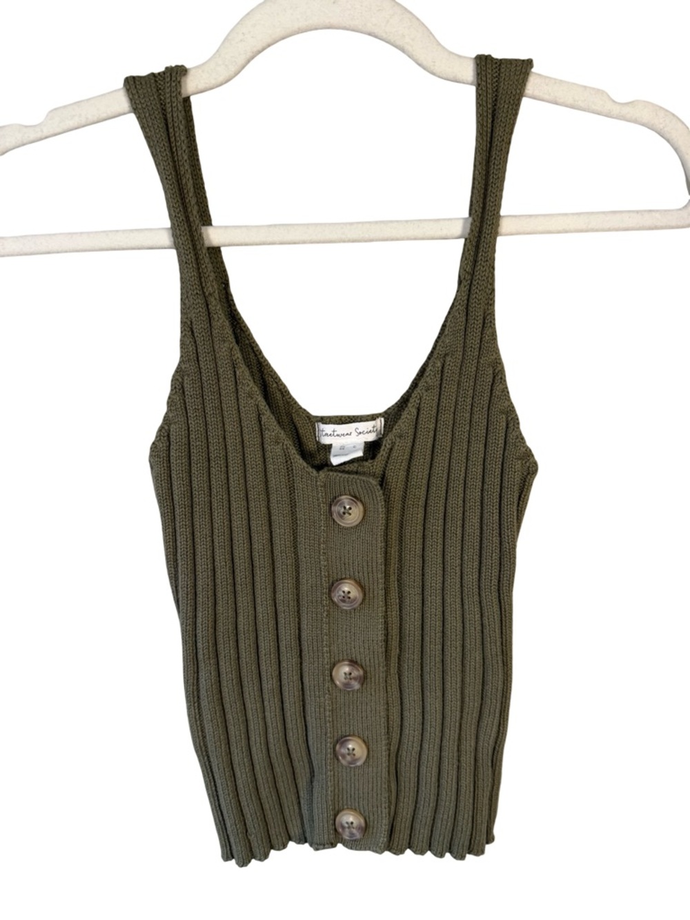 Streetwear Society Olive Ribbed Knit Tank Top Size S Streetwear Y2K Neutral